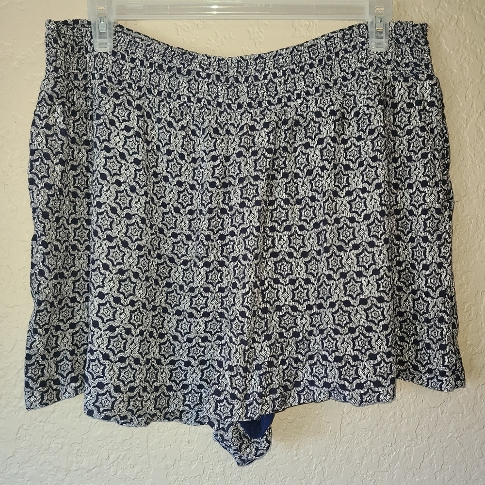 Blue and White Patterned Shorts